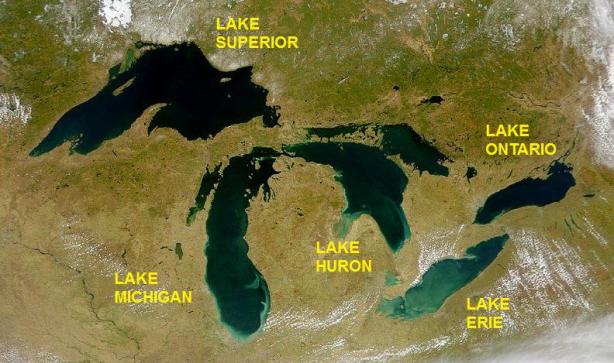 Satellite view of the Great Lakes [image credit: Wikipedia]